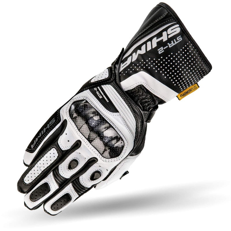SHIMA STR-2 Motorcycle Gloves Men Leather Long Biker Armoured Protectors Moto Sliders Racing Powersports Approved Touchscreen Motorsport Glove Summer Lightweight Motocross (White, L)